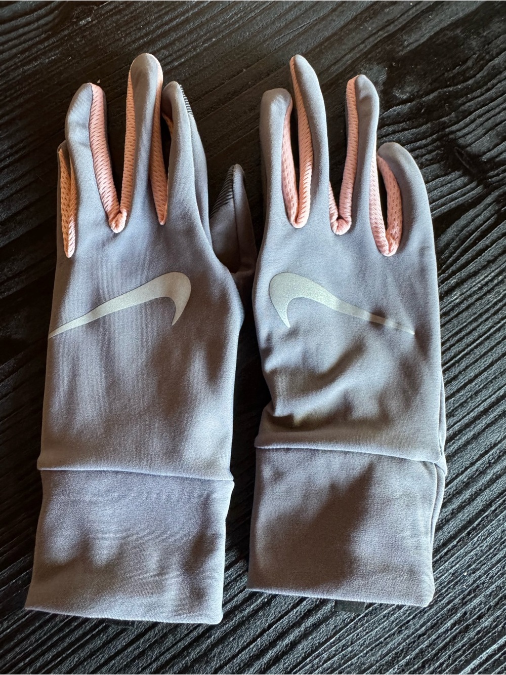 Nike Women's Running Gloves - Light Gray + Pink